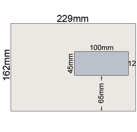 carta Busta con finestra 229x162mm, Premium, 100gr-mq BIANCO EXTRA, internografata, altezza pattella 46mm, chiusura GOMMATA, Finestra a destra 100x45mm: 65mm dal basso, 12mm da destra. Prodotto originale Svizzero. MADE IN SWITZERLAND .