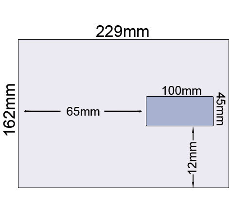 carta Busta con finestra 229x162mm, Premium, 80gr-mq BIANCO EXTRA, internografata, altezza pattella 36mm, chiusura a strip autoadesivo, Finestra a destra 100x45mm: 65mm dal basso, 12mm da destra. Prodotto originale Svizzero. MADE IN SWITZERLAND.