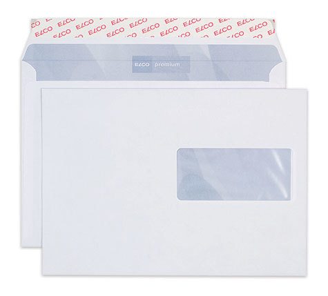 carta Busta con finestra 229x162mm, Premium, 80gr-mq BIANCO EXTRA, internografata, altezza pattella 36mm, chiusura a strip autoadesivo, Finestra a destra 100x45mm: 65mm dal basso, 12mm da destra. Prodotto originale Svizzero. MADE IN SWITZERLAND.
