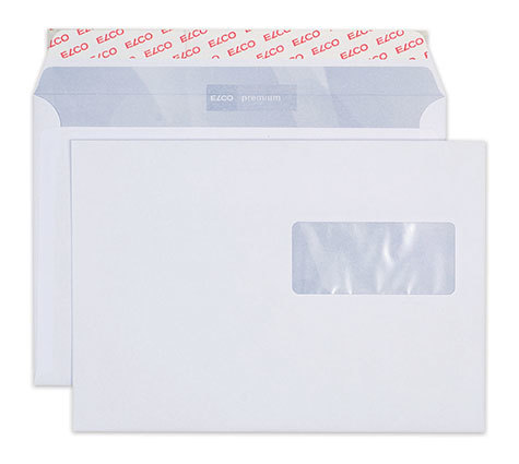 carta Busta con finestra 229x162mm, Premium, 100gr-mq BIANCO EXTRA, internografata, altezza pattella 36mm, chiusura a strip autoadesivo, Finestra a destra 90x40mm: 77mm dal basso, 17mm da destra. Prodotto originale Svizzero. MADE IN SWITZERLAND.