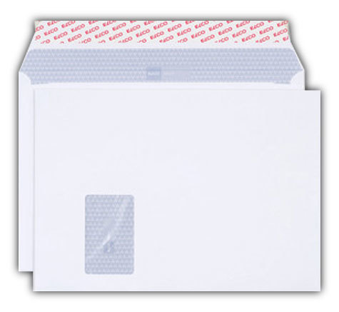 carta Busta con finestra 324x229mm, Laser, 100gr-mq BIANCO, internografata, altezza pattella 57mm, chiusura a strip autoadesivo, Finestra sul lato sinistro 90x55mm: 20mm dal basso, 212mm da destra. Prodotto originale Svizzero. MADE IN SWITZERLAND.