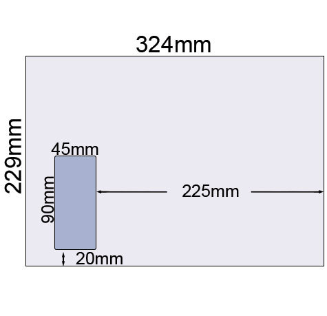 carta Busta con finestra 324x229mm, Premium, 120gr-mq BIANCO EXTRA, internografata, altezza pattella 57mm, chiusura a strip, Finestra sul lato sinistro 45x90mm: 20mm dal basso, 225mm da destra. Prodotto originale Svizzero. MADE IN SWITZERLAND.
