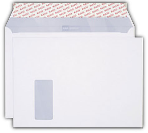 carta Busta con finestra 324x229mm, Premium, 120gr-mq BIANCO EXTRA, internografata, altezza pattella 57mm, chiusura a strip, Finestra sul lato sinistro 45x100mm: 20mm dal basso, 225mm da destra. Prodotto originale Svizzero. MADE IN SWITZERLAND.