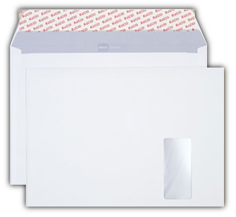 carta Busta con finestra 324x229mm, Classic, 120gr-mq BIANCO EXTRA, internografata, altezza pattella 57mm, chiusura a strip autoadesivo,Finestra sul lato destro 45x100mm: 15mm dal basso, 54mm da destra. Prodotto originale Svizzero. MADE IN SWITZERLAND.