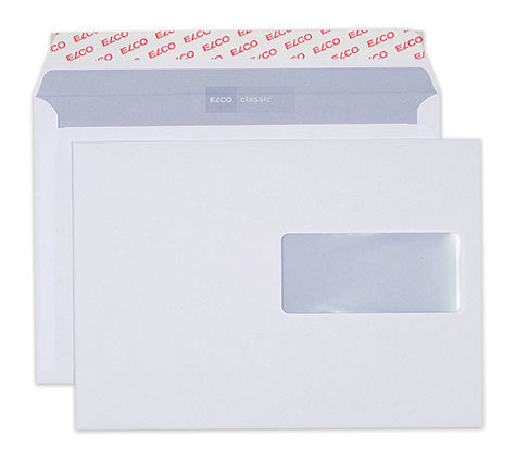 carta Busta con finestra 229x162mm, Classic, 100gr-mq BIANCO, internografata, altezza pattella 36mm, chiusura a strip autoadesivo, Finestra sul lato destro 100x45mm: 65mm dal basso, 12mm da destra. Prodotto originale Svizzero. MADE IN SWITZERLAND.