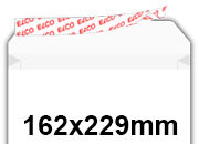 carta Busta 162x229mm, Premium, 100gr/mq EXTRA BIANCO, internografata, altezza pattella 45mm, chiusura a strip autoadesivo sul lato corto, senza finiestra. Prodotto originale Svizzero. MADE IN SWITZERLAND.