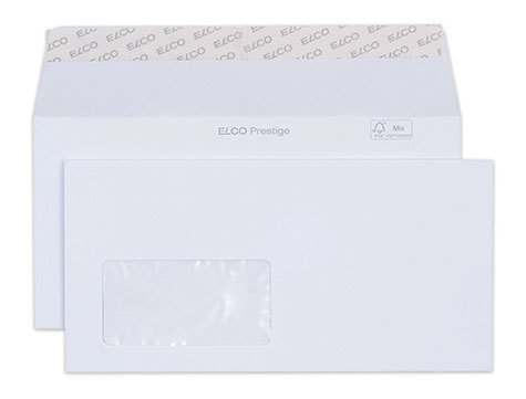 carta Busta con finestra 229x114mm. Prestige. 120gr-mq BIANCO EXTRA, non internografata, altezza pattella 50mm, chiusura a strip autoadesivo, Finestra a sinistra 90x45mm: 15mm dal basso, 119mm da destra. Prodotto originale Svizzero. MADE IN SWITZERLAND.