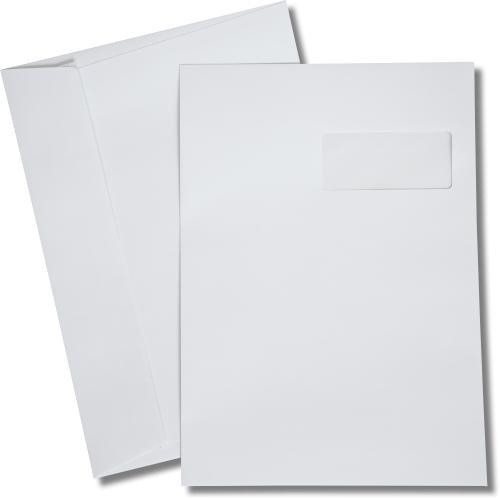 carta Busta con finestra 324x229mm, Prestige, 120gr-mq BIANCO EXTRA, non internografata, altezza pattella 60mm, chiusura a strip autoadesivo, Finestra sul lato destro 45x100mm: 110mm dal basso, 225mm da destra. Prodotto originale Svizzero. MADE IN SWITZERLAND.
