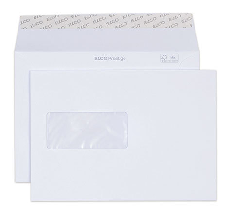 carta Busta con finestra 229x162mm, Prestige, 120gr-mq BIANCO EXTRA, non internografata, altezza pattella 50mm, chiusura a strip autoadesivo, Fnestra a sinistra100x45mm: 65mm dal basso, 109mm da destra. Prodotto originale Svizzero. MADE IN SWITZERLAND.
