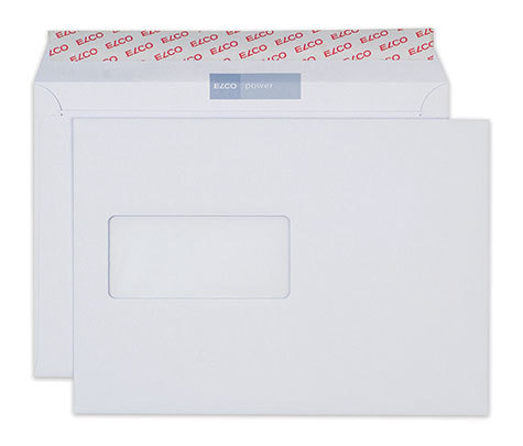 carta Busta antistrappo 229x162mm, Power, 125gr-mq BIANCO, internografata, altezza pattella 36mm, chiusura a strip autoadesivo, finestra sulla sinistra 100x45mm: 65mm dal basso, 109mm da destra. Prodotto originale Svizzero. MADE IN SWITZERLAND.