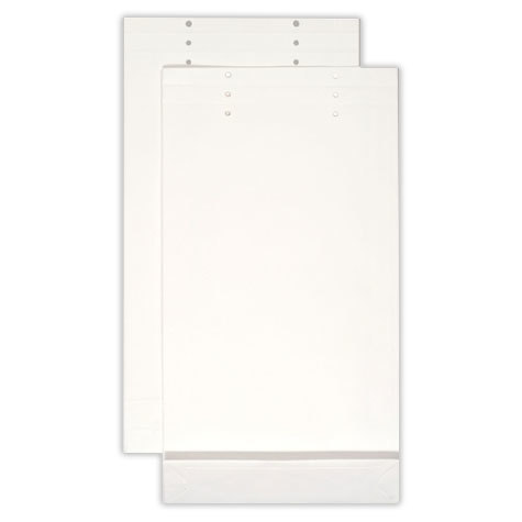 carta Sacchetto 140x345mm, White Kraft, 140gr-mq BIANCO KRAFT. Sacchetto per campioni con fondo 50mm, con 3 fori su due file e 2 cordonature. Prodotto originale Svizzero. MADE IN SWITZERLAND.