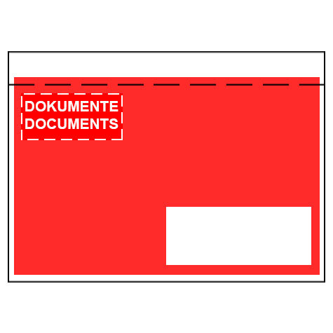 carta Tasca per documenti, 165x120mm, ROSSO Finestra in basso a destra, chiusura autoadesiva e striscia staccabile. Prodotto originale Svizzero. MADE IN SWITZERLAND.
