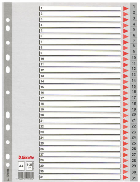 gbc Rubrica numerica in PPL 1-31 - formato A4., marchio ESSELTE.
