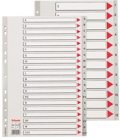 gbc Rubrica numerica in PPL 1-12 - formato A4 MAXI., marchio ESSELTE.