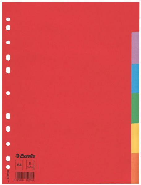 gbc Intercalare cartoncino Economy 6 tasti colorati - formato A4., marchio ESSELTE.
