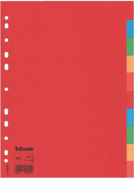 gbc Intercalare cartoncino Economy 10 tasti colorati - formato A4., marchio ESSELTE.
