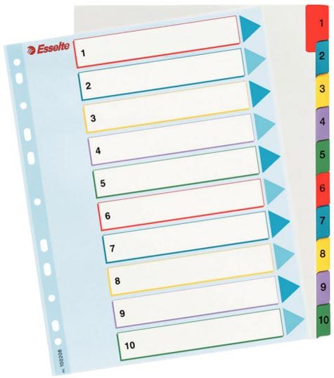 gbc Intercalare numerco 1-10, in cartoncino 1-10 con indice riscrivibile - formato A4 MAXI., marchio ESSELTE.