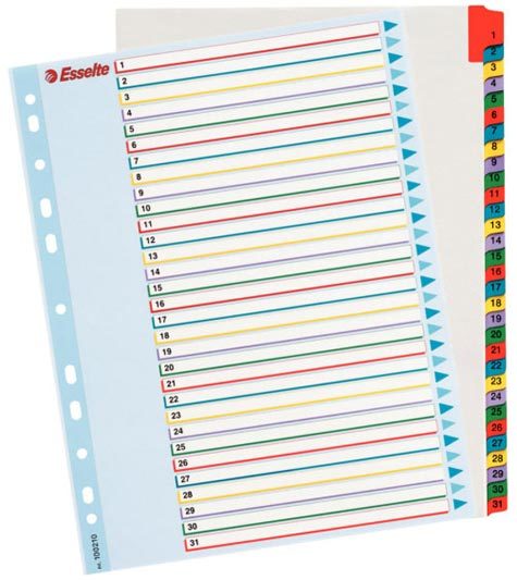 gbc Intercalare numerco 1-31, in cartoncino 1-31 con indice riscrivibile - formato A4 MAXI., marchio ESSELTE.