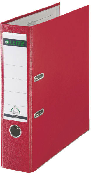 gbc Registratore LEITZ 180 in polipropilene ROSSO, formato commerciale (23x30), dorso 8cm, angoli rinforzati, etichetta dorsale sostituibile., certificazione GS, marchio LEITZ.