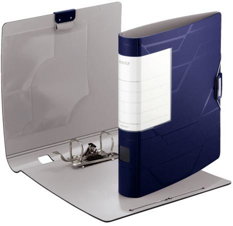gbc registratore LEITZ 180� ACTIVE PRESTIGE BLU, formato 30x32cm, dorso 5cm, 3 tasca interne per ospitare documenti, CD, biglietti da visita, etichetta sostituibile, chiusura ad elastico., certificazione GS, marchio LEITZ.