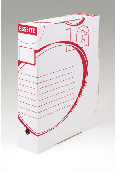 gbc Scatola archivio per tabulati BOXY LG BIANCO-ROSSO, dim. 39,5 x 31 x 8 cm., marchio ESSELTE.