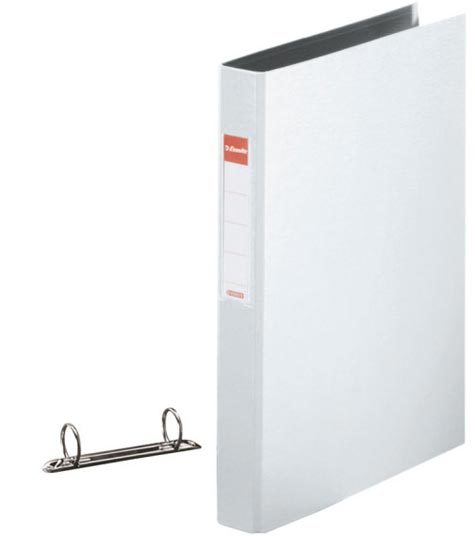 gbc 14449, Raccoglitore in polipropilene BIANCO, 25mm, 2 anelli rotondi, formato utilie A4 (21x29,7cm), con portaetichetta sul dorso . Ex codice Esselte 144490, certificazione FSC Mix, marchio ESSELTE.