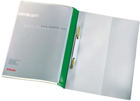 gbc 28360, Quotation File - cartellina ad aghi in PVC con tasca frontale e interna - formato A4, VERDE. Ex codice Esselte 283600, marchio ESSELTE.