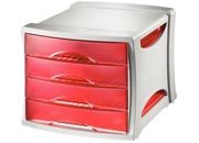 gbc 28455, INTEGO Cassettiera 4 cassetti ROSSO. Ex codice Esselte 284550, marchio ESSELTE.