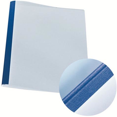 gbc 39240, Termocopertine TB Copertine per rilegatura Termica fronte trasp.- cartoncino finitura tipo lino dorso 1.5 mm (15 fg), BLU. Ex codice Esselte 392400,  marchio LEITZ.