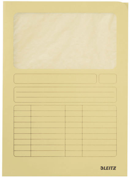 gbc Cartelle con finestra trasparente LEITZ in cartoncino - formato A4, GIALLO., certificazione Blue angel, marchio ESSELTE.