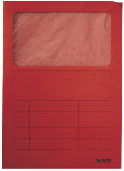 gbc Cartelle con finestra trasparente LEITZ in cartoncino - formato A4, ROSSO., certificazione Blue angel, marchio ESSELTE.