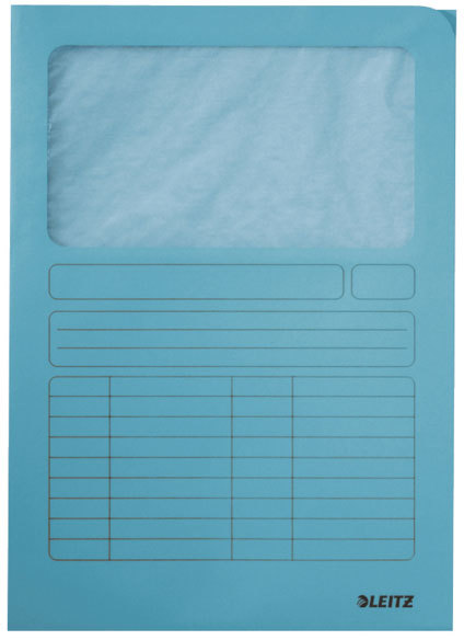 gbc Cartelle con finestra trasparente LEITZ in cartoncino - formato A4, AZZURRO., certificazione Blue angel, marchio ESSELTE.