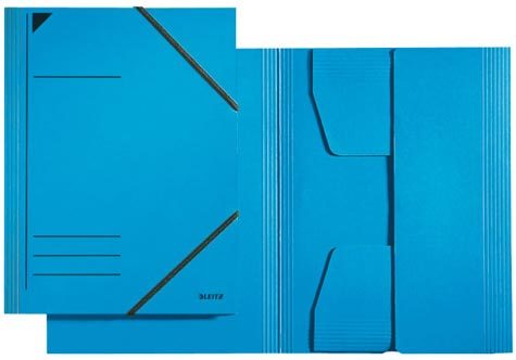 gbc Cartelle a 3 lembi in colorspan con elastici angolari formato 24,2 x 31,8 cm, BLU., certificazione Blue angel, marchio LEITZ.
