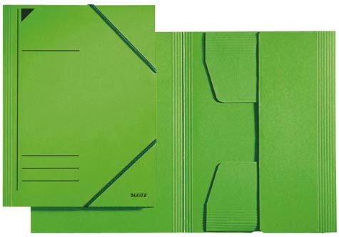 gbc Cartelle a 3 lembi in colorspan con elastici angolari formato 24,2 x 31,8 cm, VERDE., certificazione Blue angel, marchio LEITZ.