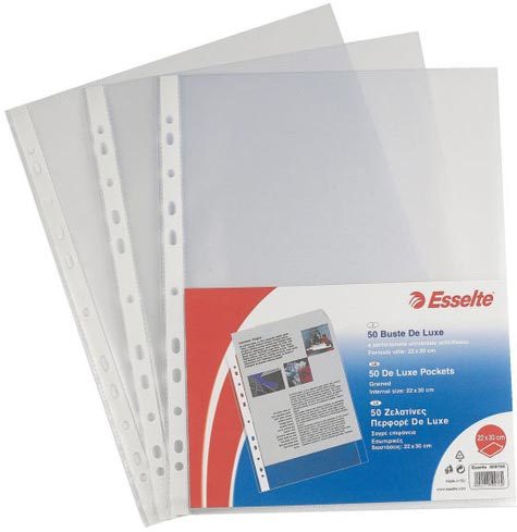 gbc BustePerforazioneUniversale, Antiriflesso, 22x30cm, DeLuxe(spessore pesante) spessore 0,12mm, formato 22 x 30 cm. Ex codice Esselte 509760,  marchio ESSELTE.