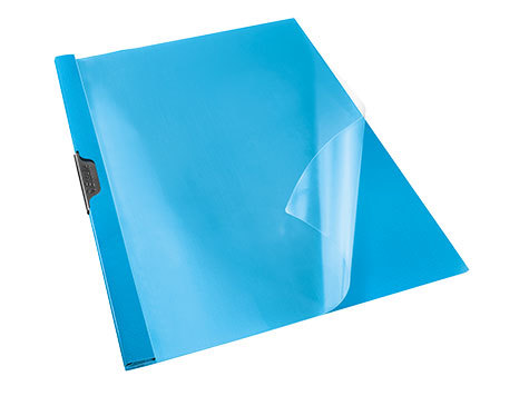 gbc Clip file standard, BLU Vivida  in PVC. Dorso 0,9 cm, capacit� 60 fogli, marchio ESSELTE.