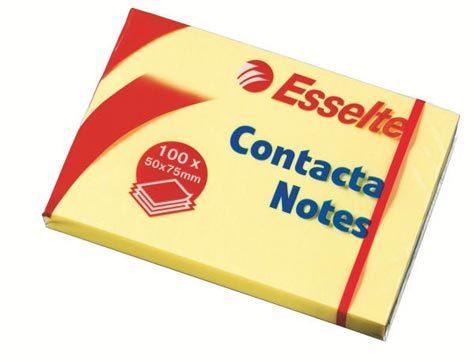 gbc 83001, Post-It, CONTACTA NOTES 100 fg. - 75 x 125 mm, GIALLO. Ex codice Esselte 830010, marchio ESSELTE.