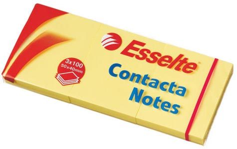 gbc 83012, CONTACTA NOTES 3x100 fg. - 40 x 50 mm, GIALLO. Ex codice Esselte 830120, marchio ESSELTE.