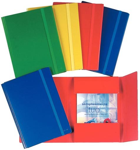 gbc 390344091,  Cartella a 3 lembi in presspan con elastico a fettuccia formato 25 x 35 cm, GIALLO. Ex codice Esselte C4409, marchio ESSELTE.