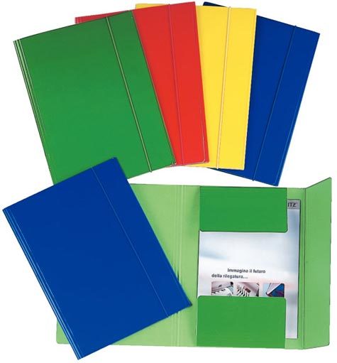 gbc 390346050,  Cartella a 3 lembi in cartoncino plastificato formato 25 x 35 cm, BLU. Ex codice Esselte C4605, marchio ESSELTE.