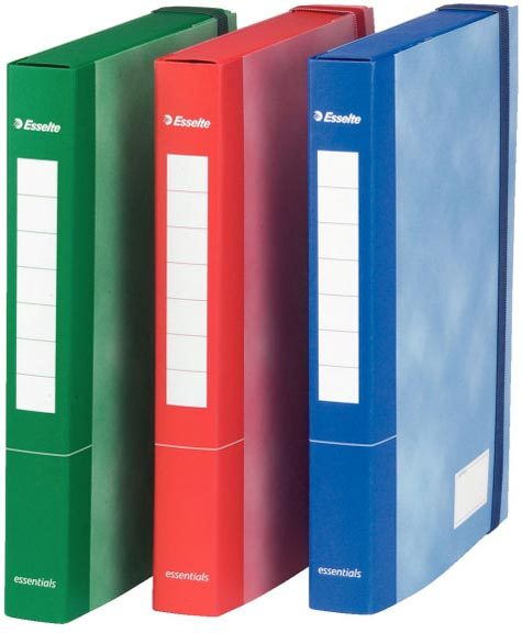 gbc 390370001,  ESSENTIALS Cartella a scatola con elastico dorso 4 cm, ASSORTITI. Ex codice Esselte C7000.