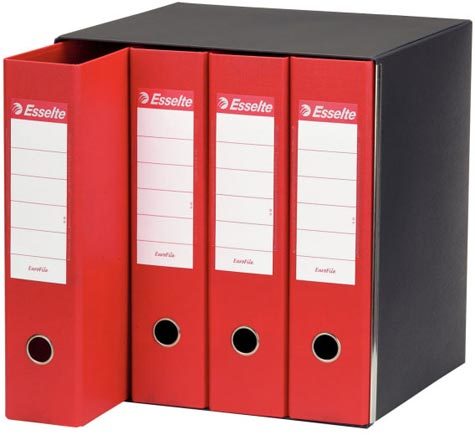 gbc 390757050, BLU, gruppo registratori Esselte EUROFILE formato commerciale (23x30cm), gruppo da 4 registratori da dorso 8 cm. Ex codice Esselte G5705.