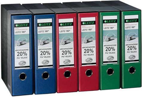 gbc 390765160, ROSSO, registratore LEITZ 180� formato protocollo (23x33cm), dorso 8cm, con custodia. Ex codice Esselte G651600, marchio ESSELTE.