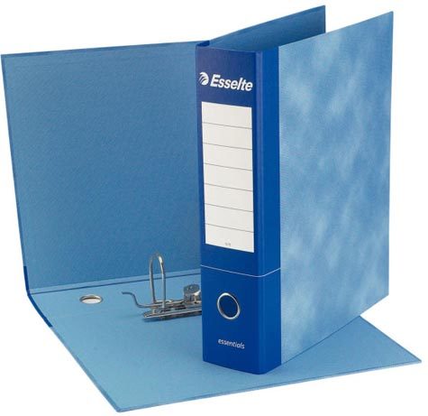 gbc 390773050, BLU, registratore Esselte ESSENTIALS formato commerciale (23x30cm), dorso 8cm, con custodia (ex codice G7305). Ex codice Esselte G730500, marchio ESSELTE.