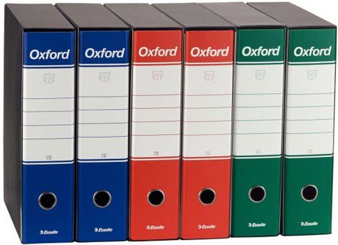 gbc 390785050, BLU, registratore Esselte OXFORD formato protocollo (23x33cm), dorso 8cm, con custodia (ex codice G8505). Ex codice Esselte G850500, certificazione FSC Recycled, marchio ESSELTE.