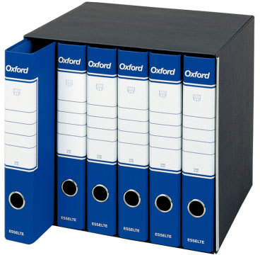 gbc 390788050, BLU, gruppo registratori Esselte OXFORD formato protocollo (23x33cm), gruppo da 6 registratori con dorso 5 cm. Ex codice Esselte G8805, marchio ESSELTE.