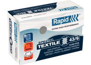 gbc Punti metallici RAPID Textile Super Strong N 43/6 Punto in filo metallico robusto per tessuti, per cucitrice a pinza K1 Textile, marchio RAPID.