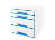 gbc WOW Desk Cube - Cassettiera 4 cassetti Bianco metallizzato / BLUE, marchio LEITZ ess52131036