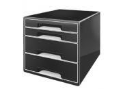 gbc WOW Desk Cube - Cassettiera 4 cassetti nero, marchio LEITZ ess52520095