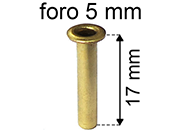 legatoria Occhiello unificato ottone, altezza 17mm (OU) per fori diametro 5mm. Testa diametro 7,5mm, spessore materiale: 0,3mm eug161
